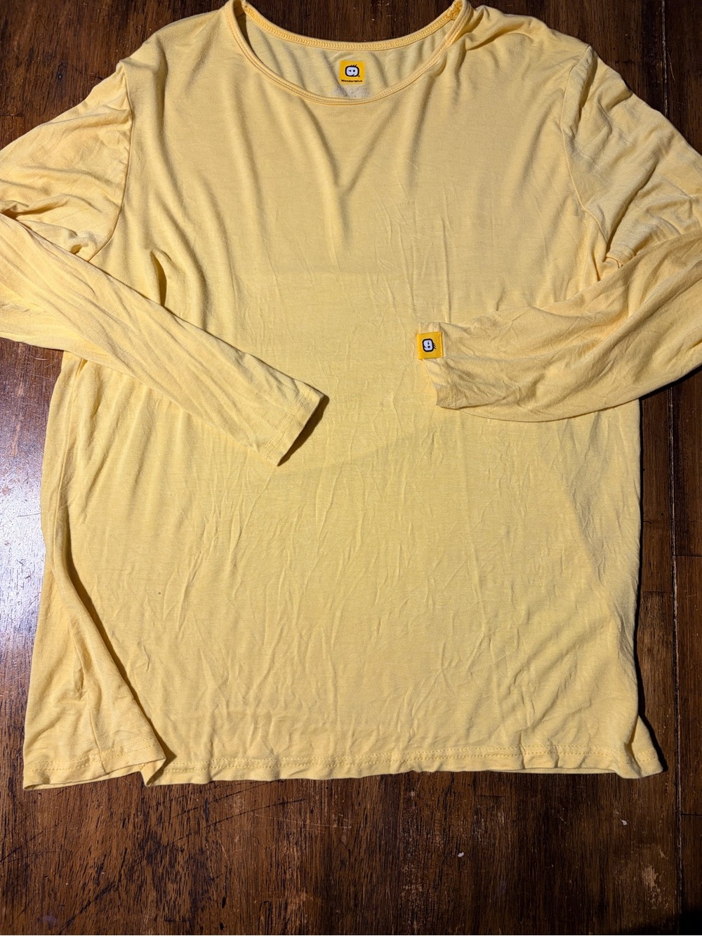 WonderWink Long-Sleeve Crew Neck Tee in Pale Yellow